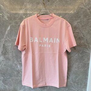 Balmain Paris Logo Graphic T-shirt - Prenium Soft Pink Cotton Tee